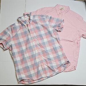 Label Of Greaded Goods H&M Set Of 2 Men's Short Sleeve Button Down Shirts, Large